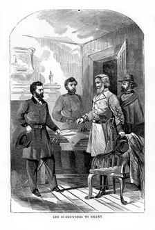 Robert E Lee surrenders to Ulysses S Grant, 9 April 1865, (1872)