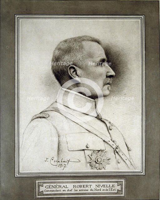 Robert Georges Nivelle (1856-1924), French military, General of the First World War, engraving in…