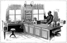 Robert Koch (1843-1910), German bacteriologist and physician in his laboratory. Creator: Unknown