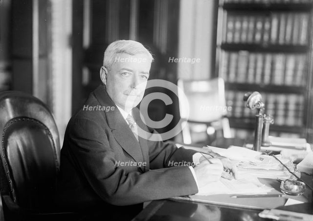Robert Lansing, Secretary of State, at Desk, 1917. Creator: Harris & Ewing.