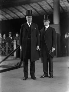 Robert Lansing, US Secretary of State, greeting Balfour, British Commissionn, 1917. Creator: Harris & Ewing