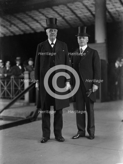 Robert Lansing, US Secretary of State, greeting Balfour, British Commissionn, 1917. Creator: Harris & Ewing.
