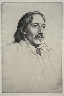 Robert Louis Balfour Stevenson, 1893. Creator: William Strang (British, 1859-1921)