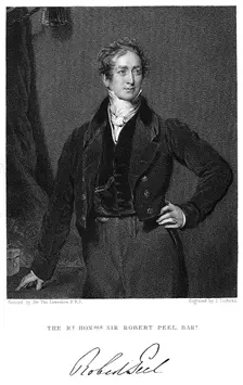 Robert Peel, 19th century British statesman. Artist: J Cochran