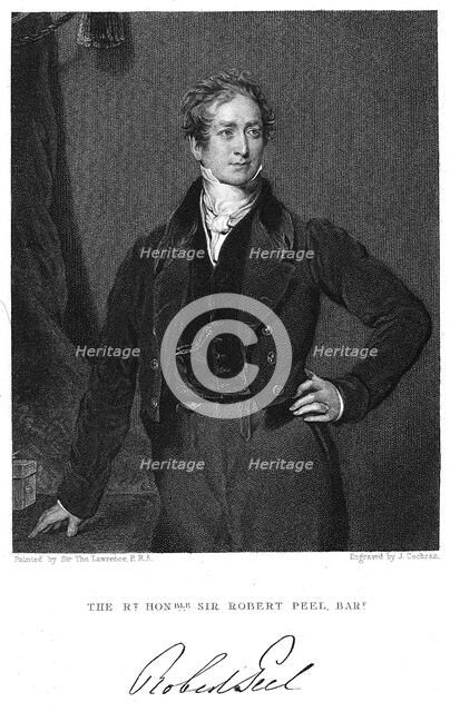 Robert Peel, 19th century British statesman. Artist: J Cochran