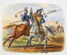 Robert the Bruce kills Sir Henry Bohun, Battle of Bannockburn, Scotland, 1314 (1864). Creator: James William Edmund Doyle