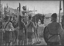 Robert the Bruce reviewing his troops before the Battle of Bannockburn, 1314 (1905). Artist: EBL