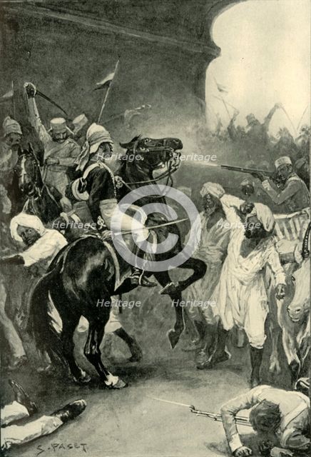 'Roberts Has His Charger Shot Through The Head at Bulandshair', (1901).  Creator: Sidney E Paget.