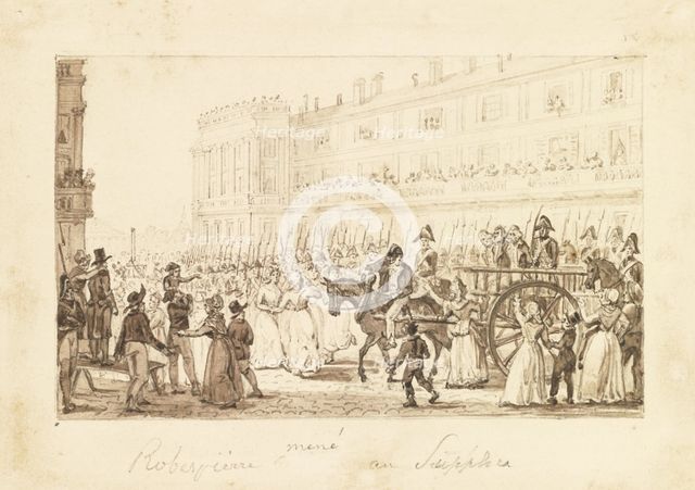 Robespierre and his accomplices being led to their execution, 1794. Artist: Demachy, Pierre-Antoine (1723-1807)