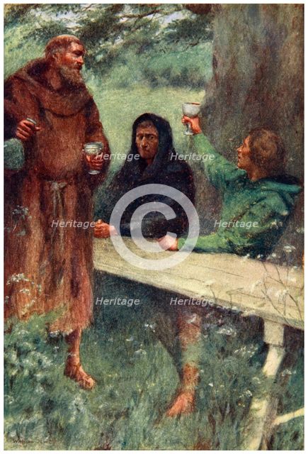 'Robin Hood and the Black Monk', 1910.  Creator: William Sewell.