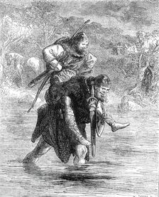 "Robin Hood and the Curtal Friar", from "The Boy's Book of Ballads", 1860. Creator: W Thomas