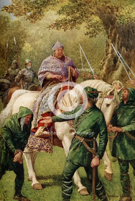 'Robin Hood Meets the Bishop of Hereford', 1932.  Creator: Howard Davie.