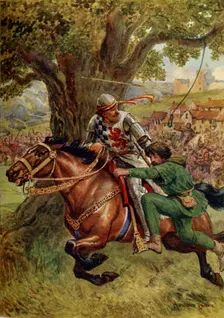Robin Hood Rescues Little John 1932. Creator: Howard Davie