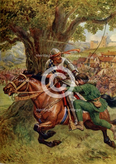'Robin Hood Rescues Little John', 1932.  Creator: Howard Davie.