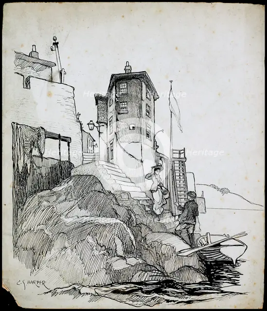 Robin Hood's Bay, North Yorkshire, 1892-1933. Artist: Charles George Harper.