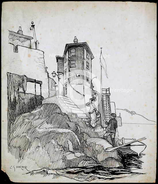 Robin Hood's Bay, North Yorkshire, 1892-1933. Artist: Charles George Harper.