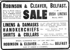 Robinson & Cleaver, Belfast - sale of Irish linens, 1909. Creator: Unknown