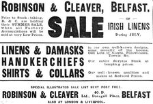 Robinson & Cleaver, Belfast - sale of Irish linens, 1909. Creator: Unknown