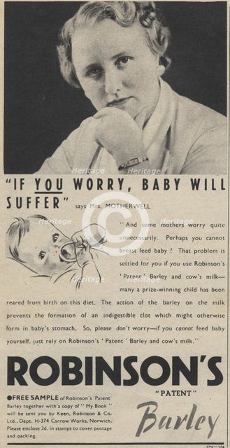 Robinson's Patent Barley Water, 1939. Artist: Unknown