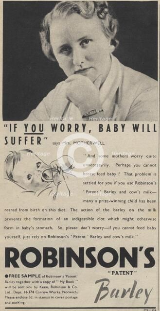 Robinson's Patent Barley Water, 1939. Artist: Unknown