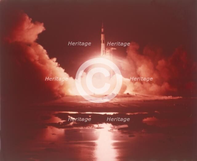 Rocket lifting off, Kennedy Space Center, Merritt Island, Florida, USA. Creator: NASA.