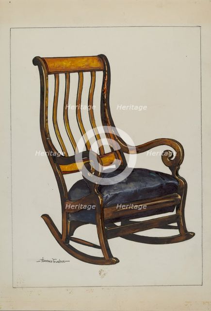 Rocker with Black Horse-hair Seat, c. 1937. Creator: Florence Truelson.