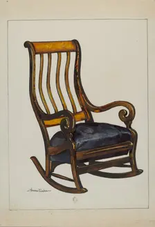 Rocker with Black Horse-hair Seat, c. 1937. Creator: Florence Truelson
