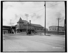 Rockford, Ill., C. & N.W. R.R. Chicago and North Western Railway station, between 1880 and 1899. Creator: Unknown