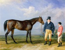Rockingham with His Owner, John Theobald, and Jockey, Jem Robinson 1835. Artist: James Ward