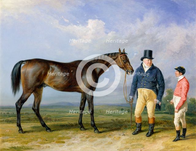 'Rockingham with His Owner, John Theobald, and Jockey, Jem Robinson', 1835. Artist: James Ward.