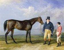 Rockingham with His Owner, John Theobald, and Jockey, Jem Robinson 1835. Artist: James Ward