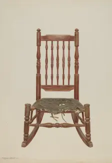 Rocking Chair with Rawhide Seat, c. 1938. Creator: Frank M Keane