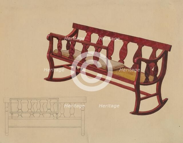 Rocking Settee Cradle, c. 1936. Creator: Beverly Chichester.