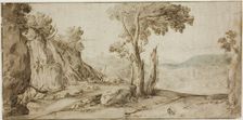 Rocks and Trees on Edge of Hill, 1625/1655. Creator: Lodewijk de Vadder