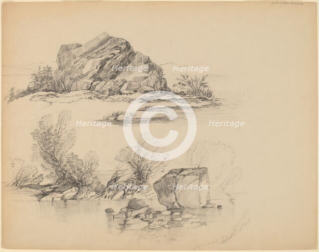 Rocks Along a Lakeshore [recto]. Creator: John William Casilear.