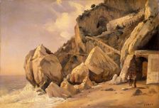 Rocks in Amalfi, 1828. Creator: Jean-Baptiste-Camille Corot