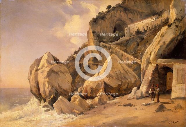 Rocks in Amalfi, 1828. Creator: Jean-Baptiste-Camille Corot.