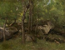 Rocks in the Forest of Fontainebleau, 1860/1865. Creator: Jean-Baptiste-Camille Corot