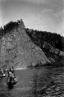Rocks on the Shore of the Mrassu River Between Srednii Chilei and Ust'-Anzas Uluses, 1913. Creator: GI Ivanov