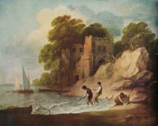 'Rocky Coastal Scene with Ruined Castle, Boats and Fishermen 1780-1781 (1946). Artist: Thomas Gainsborough