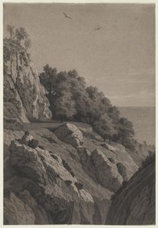 Rocky Cliff on a Coast, c. 1850-1860. Creator: Anonymous