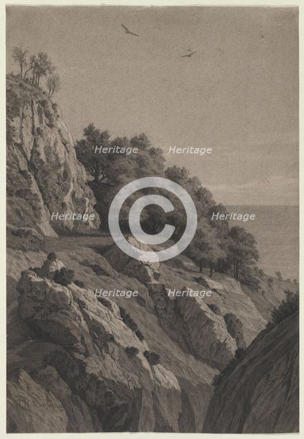 Rocky Cliff on a Coast, c. 1850-1860. Creator: Anonymous.