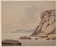 Rocky Cliffs at Water's Edge, c1820-1865. Creator: David Claypoole Johnston