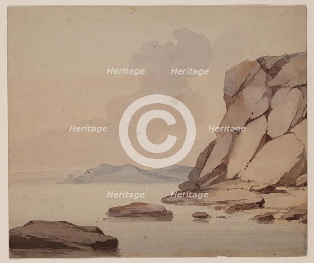 Rocky Cliffs at Water's Edge, c1820-1865. Creator: David Claypoole Johnston.