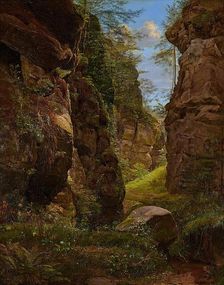 Rocky gorge in the Uttewalder Grund in Saxon Switzerland, 1820. Creator: August Heinrich