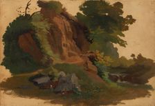 Rocky Outcrop by a Stream in the Roman Campagna, ca. 1835-40. Creator: Johannes Jakob Frey