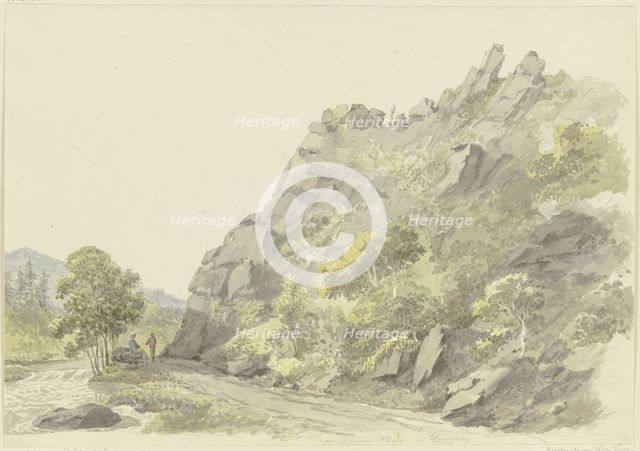 Rocky outcrop on the Saale near Schwarzburg, c1795-1799. Creator: Georg Melchior Kraus.