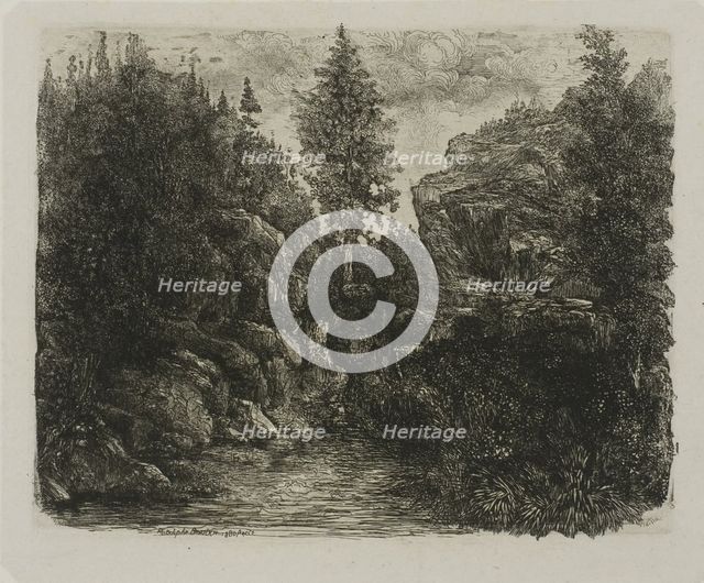 Rocky Landscape, 1880. Creator: Rodolphe Bresdin.