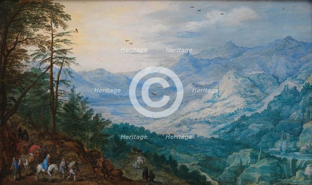 Rocky Landscape;Mountain Landscape with Travellers, 1613-1616. Creators: Joos de Momper, the younger, Jan Brueghel the Elder.