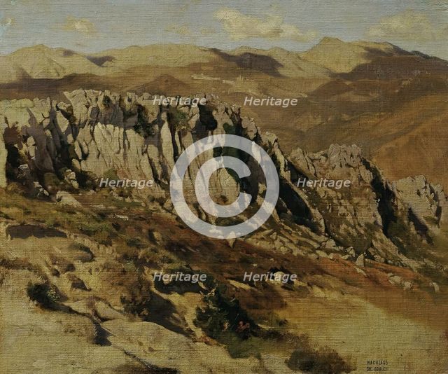 Rocky landscape near Olevano, 1870. Creator: Carl Schuch.